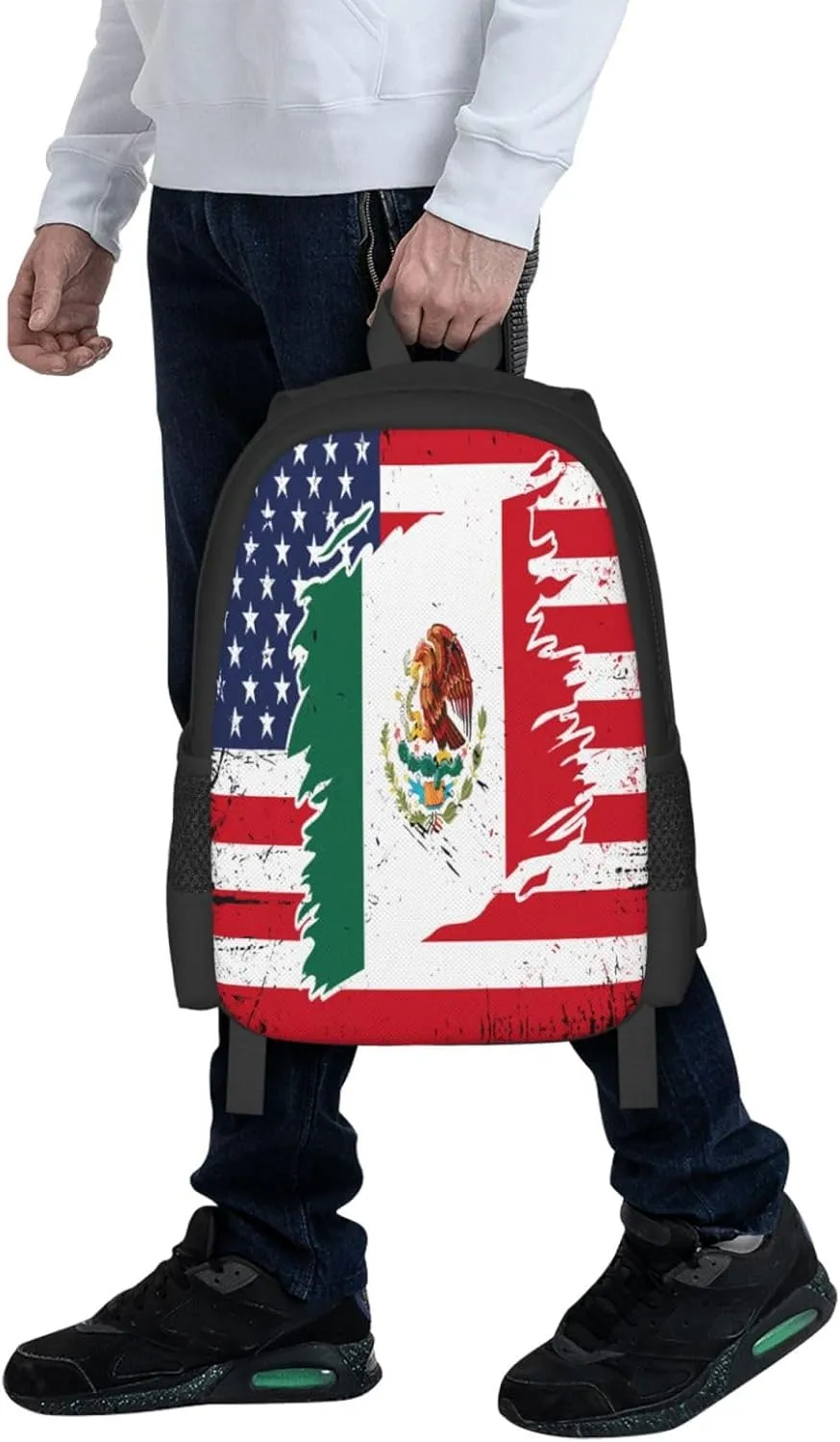 Mexican American Flag Travel Backpack Casual Backpacks 15 Inch Laptop Back Pack Lightweight Rucksack Outdoor Sport Daypack Large Bags for Working Camping Hiking