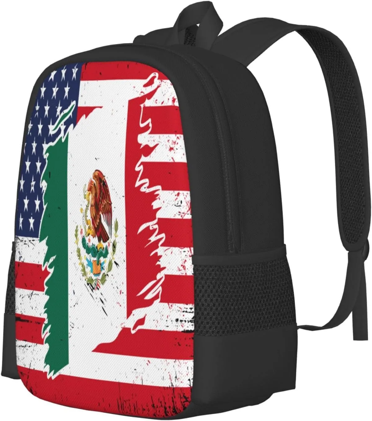 Mexican American Flag Travel Backpack Casual Backpacks 15 Inch Laptop Back Pack Lightweight Rucksack Outdoor Sport Daypack Large Bags for Working Camping Hiking