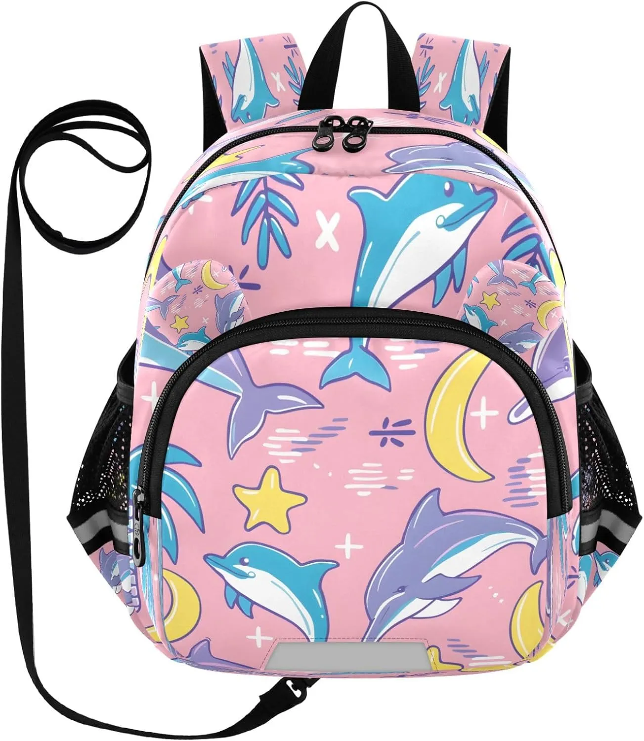 Mini Backpack Child Backpacks Toddler Backpack Travel Bag Pink Palm Jump Dolphin for Kindergarten Elementary Boys Girls