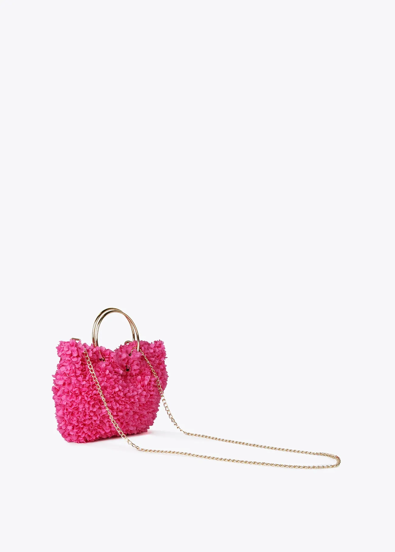 Mini floral fabric bag with metal handles