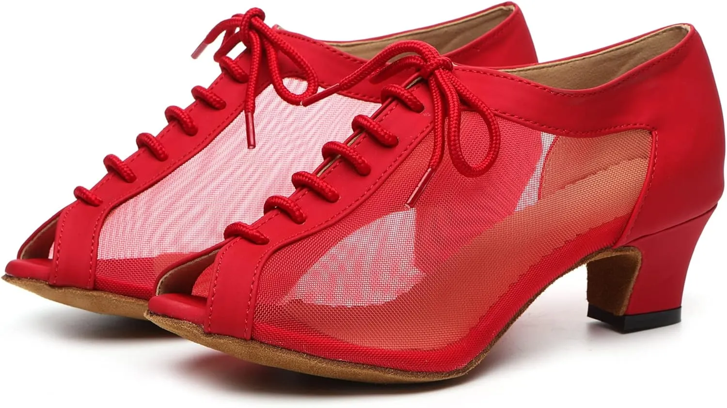 Minishion Womens Low Heel Dancing Shoes Mesh Comfortable Practice Dance Shoes L504