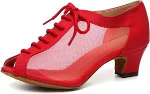 Minishion Womens Low Heel Dancing Shoes Mesh Comfortable Practice Dance Shoes L504