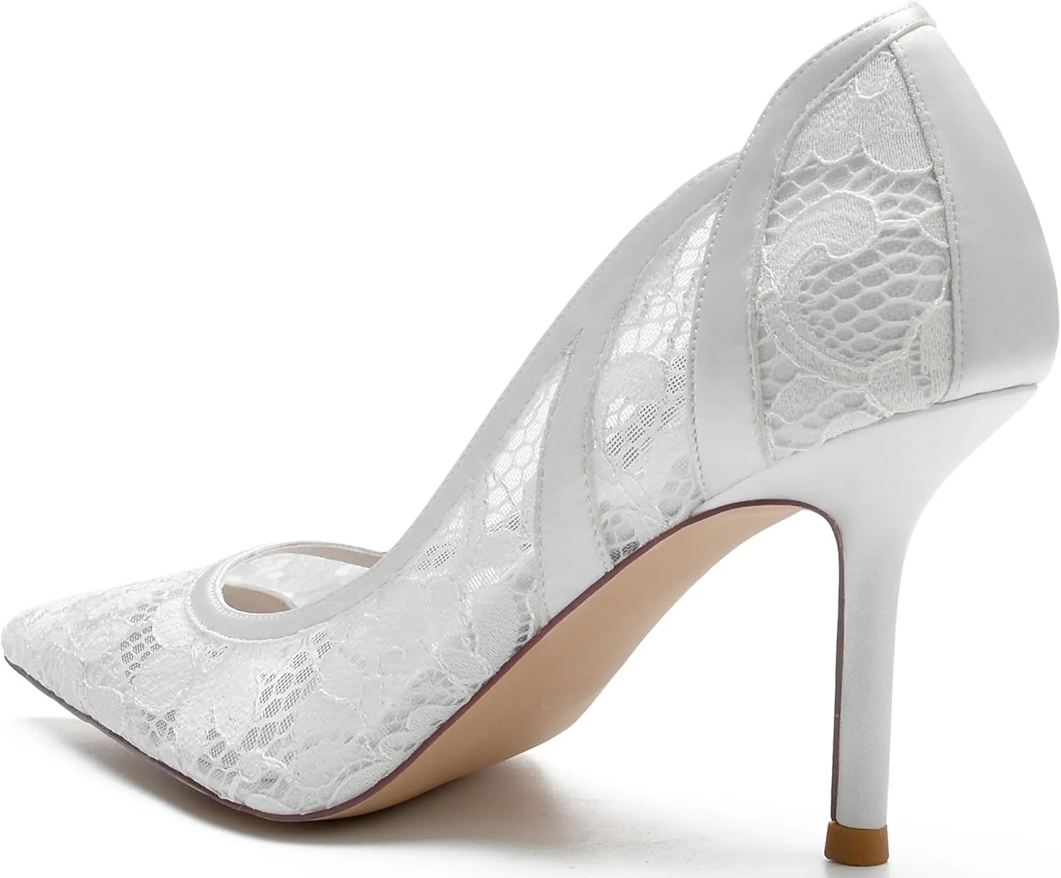 Minishion Womens Wedding Dress Shoes Lace Slip-on Evening Formal Pumps BR004