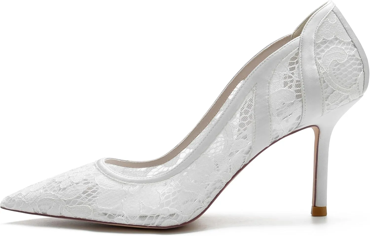 Minishion Womens Wedding Dress Shoes Lace Slip-on Evening Formal Pumps BR004
