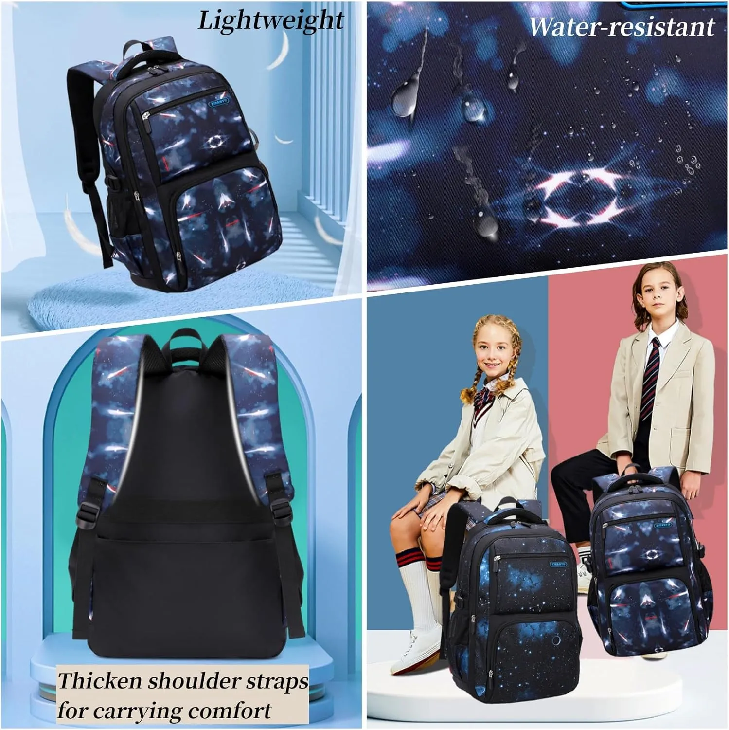 MITOWERMI Boys Backpacks for Primary Junior School Kids Backpack with Lunch Box Galaxy Space Bookbags for Boys Girls