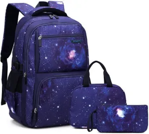 MITOWERMI Boys Backpacks for Primary Junior School Kids Backpack with Lunch Box Galaxy Space Bookbags for Boys Girls