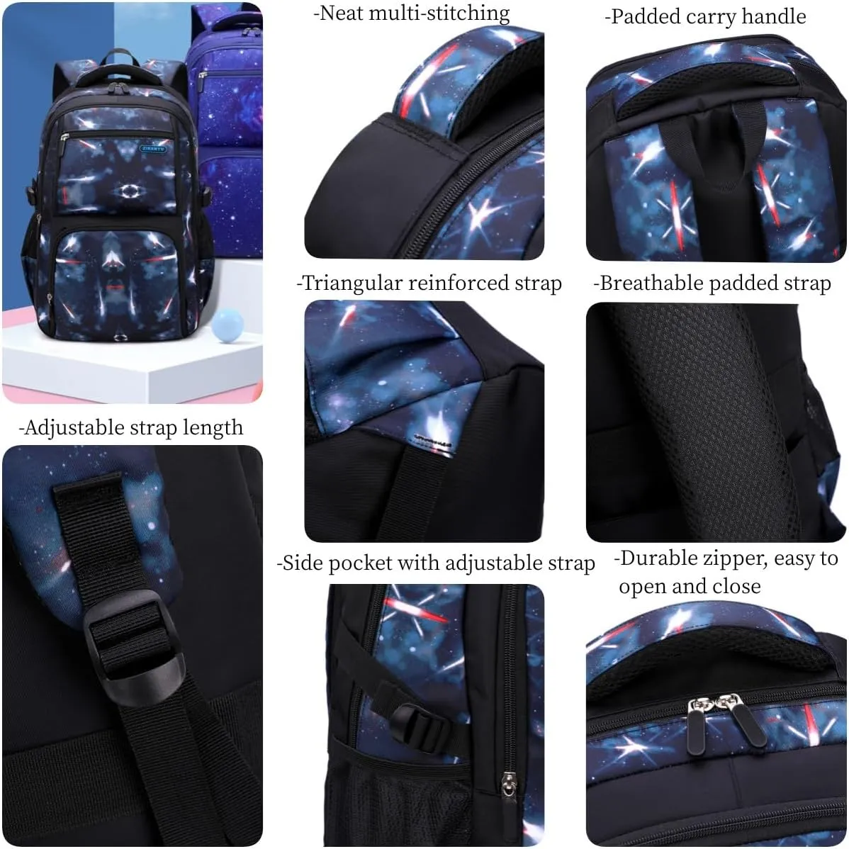 MITOWERMI Boys Backpacks for Primary Junior School Kids Backpack with Lunch Box Galaxy Space Bookbags for Boys Girls