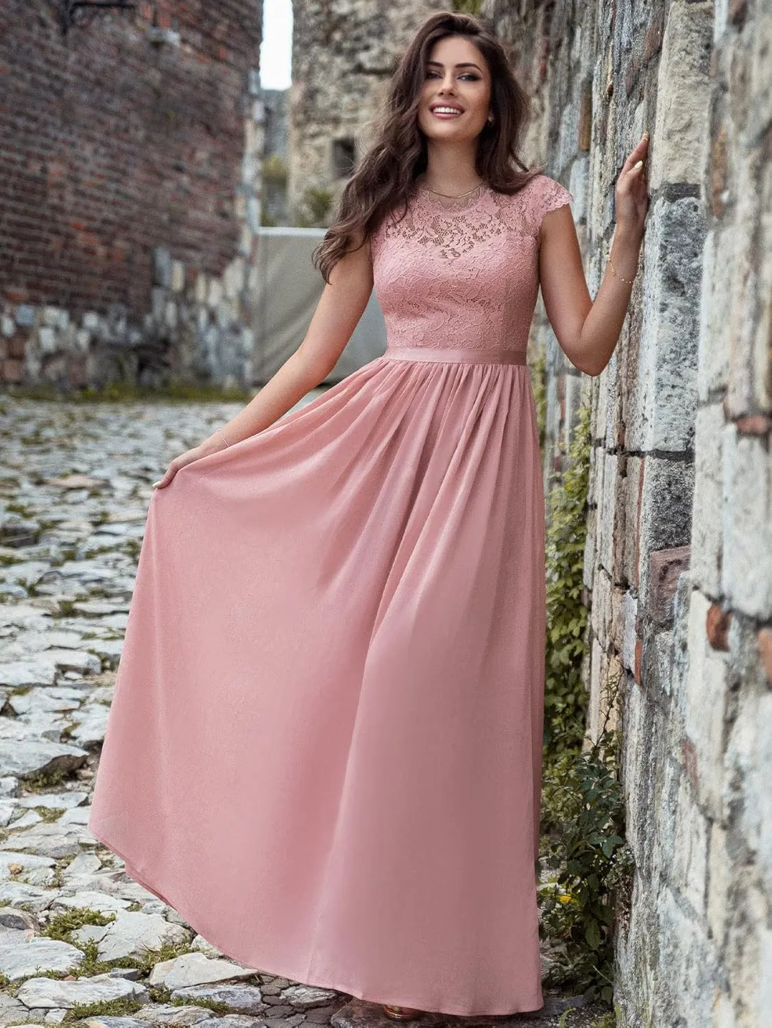 Miusol Women's Formal Floral Lace Evening Party Maxi Dress