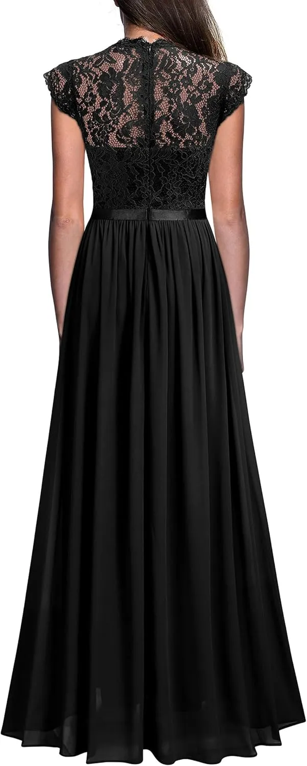 Miusol Women's Formal Floral Lace Evening Party Maxi Dress
