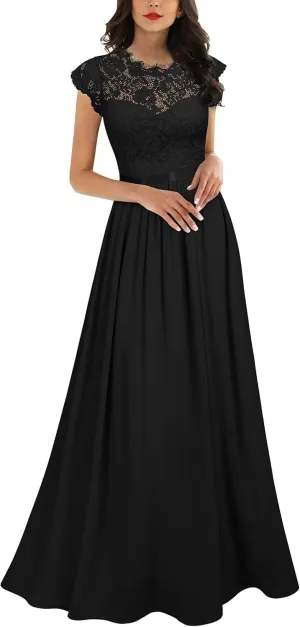 Miusol Women's Formal Floral Lace Evening Party Maxi Dress