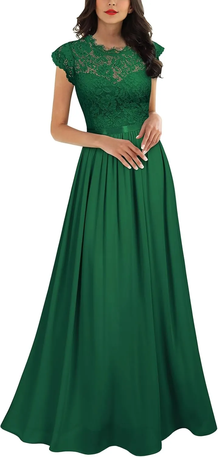 Miusol Women's Formal Floral Lace Evening Party Maxi Dress