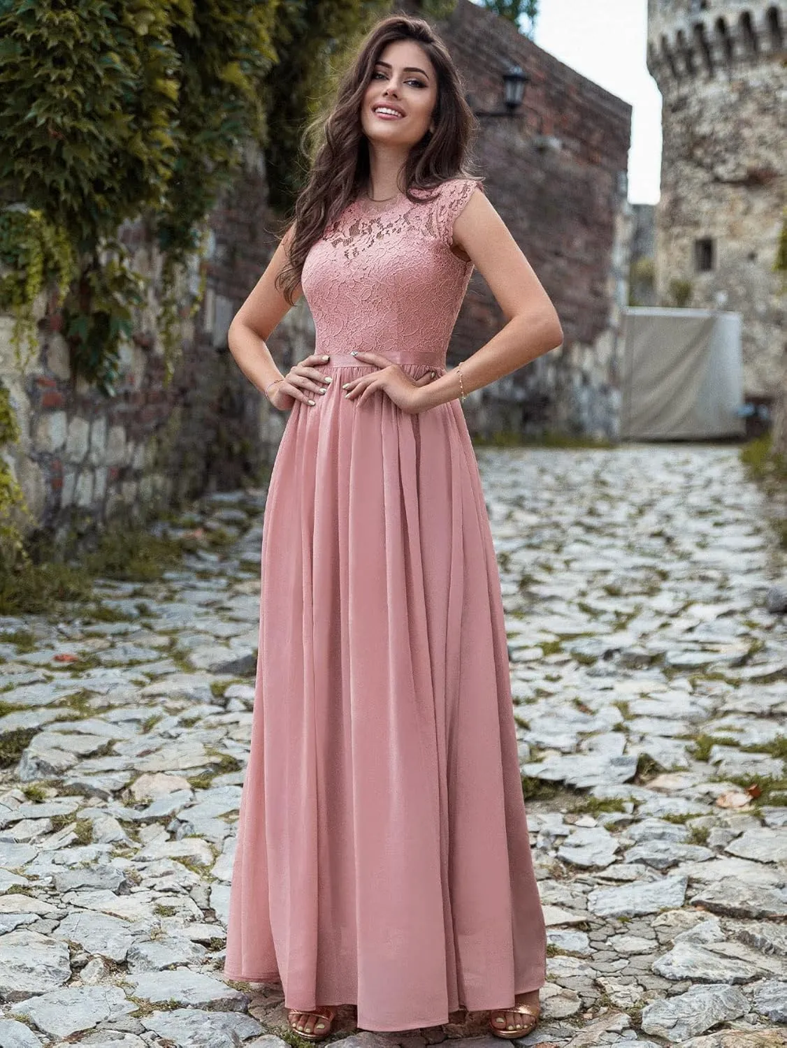 Miusol Women's Formal Floral Lace Evening Party Maxi Dress