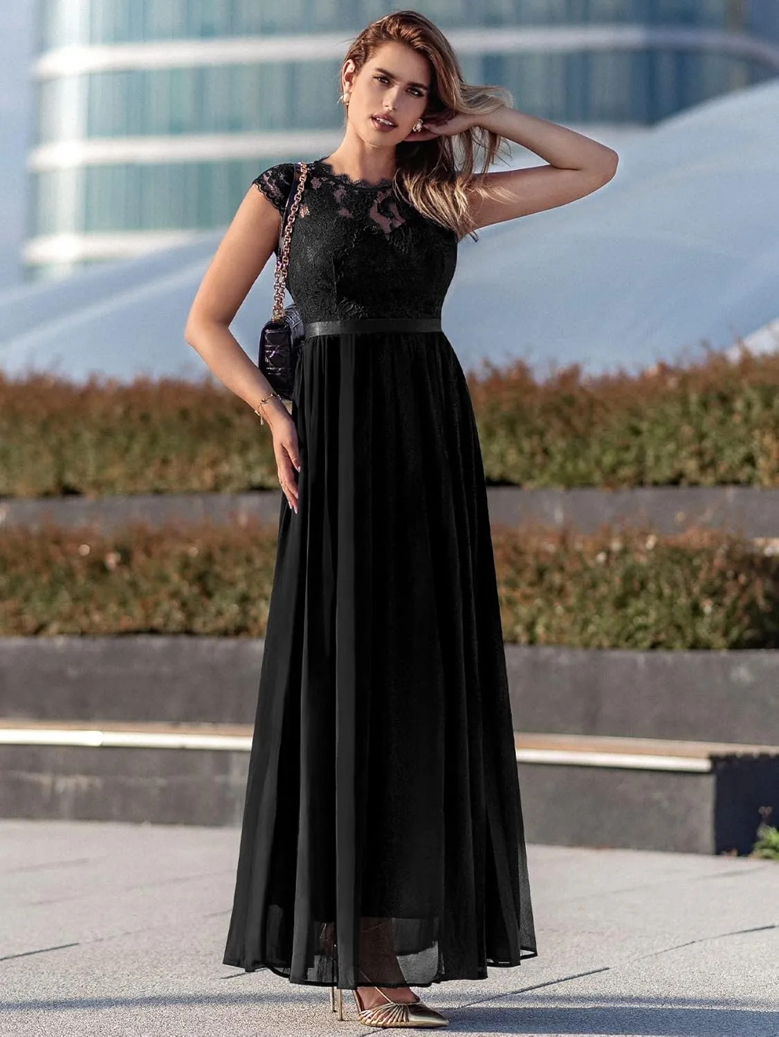 Miusol Women's Formal Floral Lace Evening Party Maxi Dress