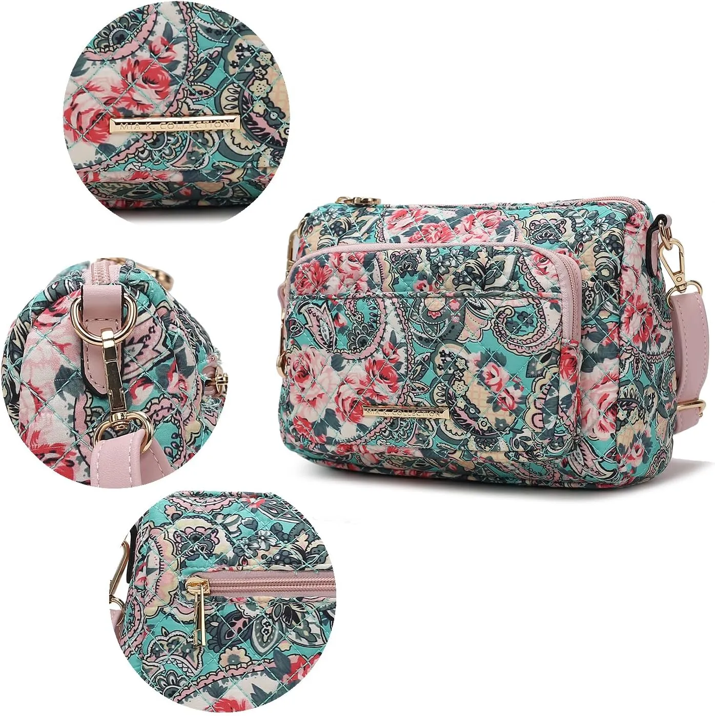 MKF Collection Floral Crossbody for Women, Shoulder Bag Cotton material Daily Crossover Handbag Purse By Mia K