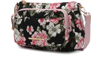 MKF Collection Floral Crossbody for Women, Shoulder Bag Cotton material Daily Crossover Handbag Purse By Mia K