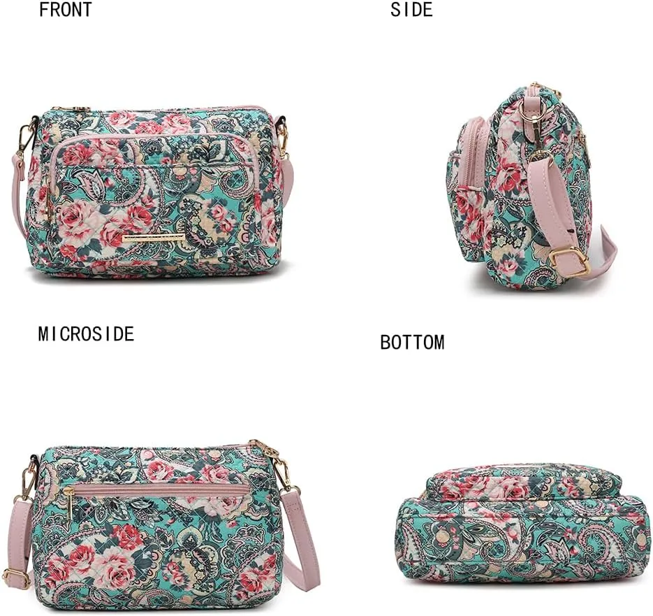 MKF Collection Floral Crossbody for Women, Shoulder Bag Cotton material Daily Crossover Handbag Purse By Mia K