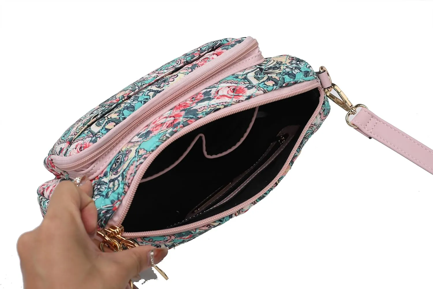 MKF Collection Floral Crossbody for Women, Shoulder Bag Cotton material Daily Crossover Handbag Purse By Mia K
