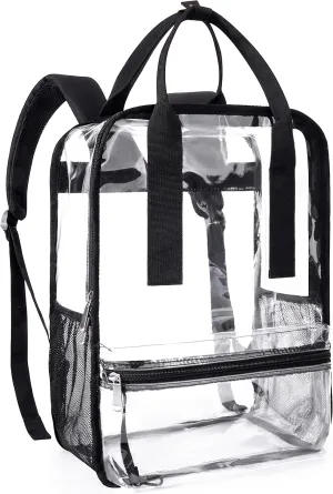 mommore Clear Backpack Heavy Duty Transparent backpacks with Widened Handle Thick PVC See-Through Bookbags for School, Work