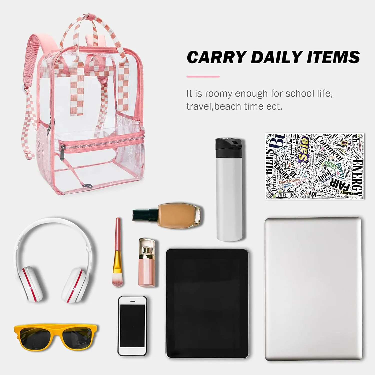 mommore Clear Backpack Heavy Duty Transparent backpacks with Widened Handle Thick PVC See-Through Bookbags for School, Work
