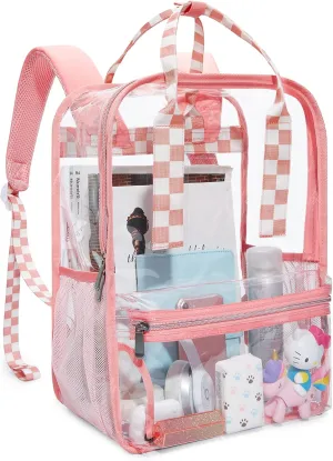 mommore Clear Backpack Heavy Duty Transparent backpacks with Widened Handle Thick PVC See-Through Bookbags for School, Work