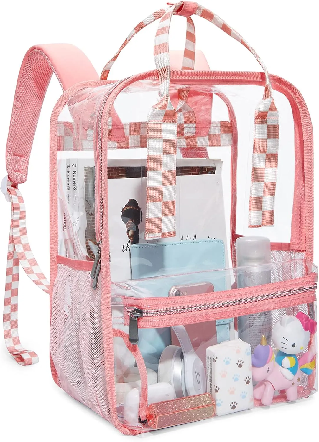 mommore Clear Backpack Heavy Duty Transparent backpacks with Widened Handle Thick PVC See-Through Bookbags for School, Work