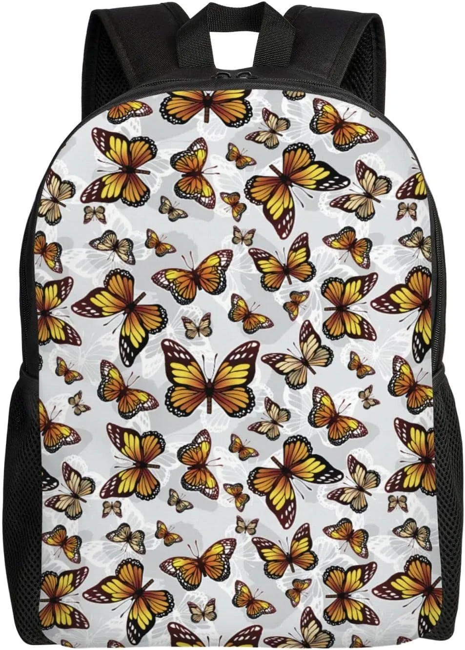 Monarch Butterfly Pattern Backpack for Women Men Worker Teacher Business Travel Backpacks Shoulders Bag Daypack Bookbag with Mesh Pockets