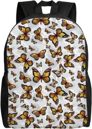 Monarch Butterfly Pattern Backpack for Women Men Worker Teacher Business Travel Backpacks Shoulders Bag Daypack Bookbag with Mesh Pockets