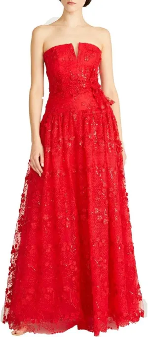 MONIQUE LHUILLIER ML Womens Applique Lace Evening Dress