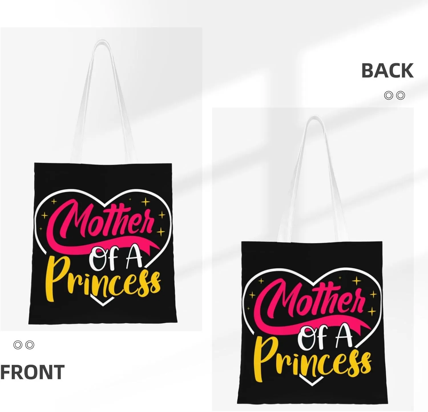 Mother Of A Princess Mother's Day Canvas Tote Bag for Women Reusable Grocery Shoulder Bags Shopping Handbags
