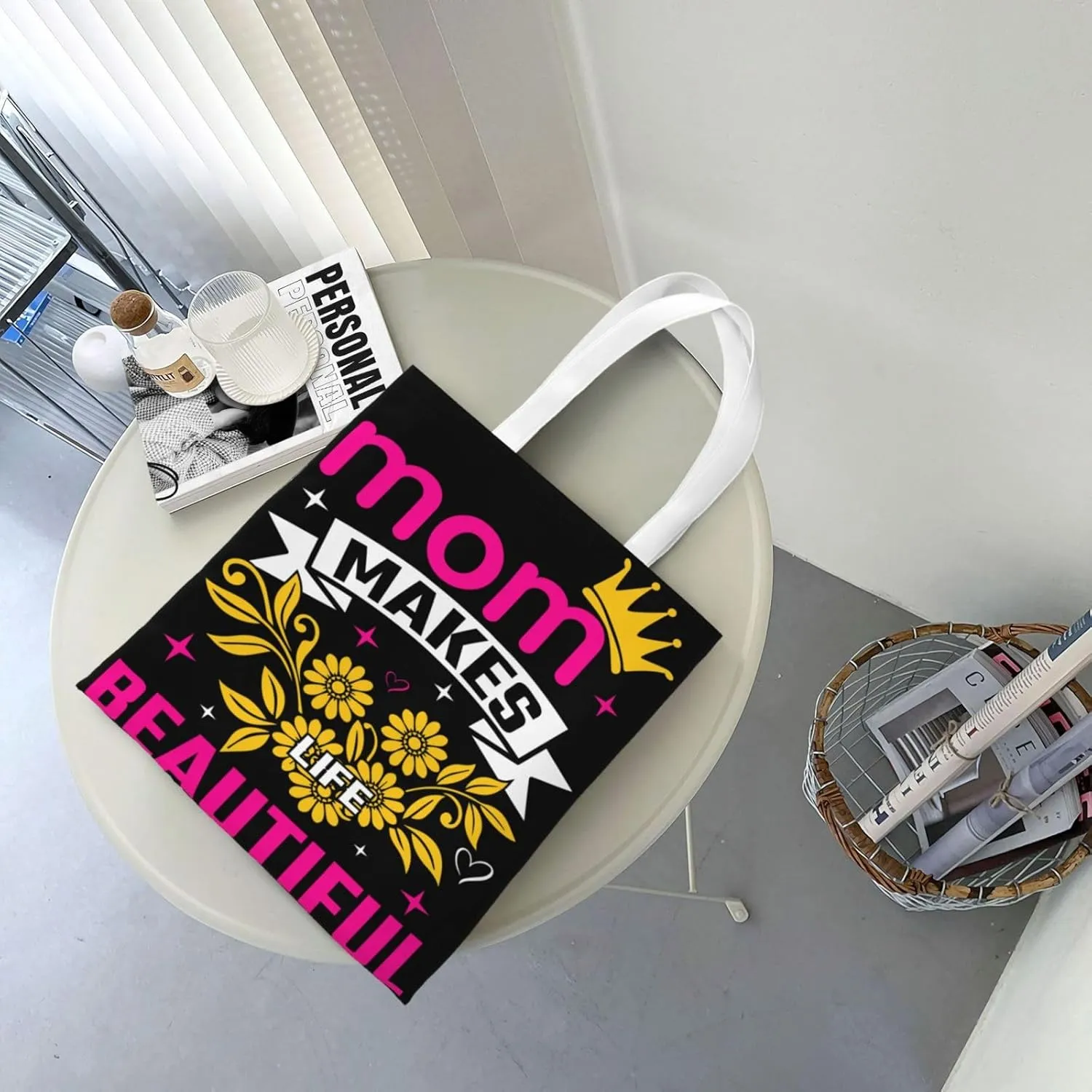 Mother Of A Princess Mother's Day Canvas Tote Bag for Women Reusable Grocery Shoulder Bags Shopping Handbags