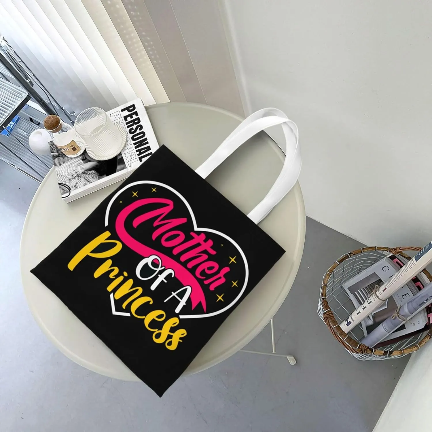 Mother Of A Princess Mother's Day Canvas Tote Bag for Women Reusable Grocery Shoulder Bags Shopping Handbags