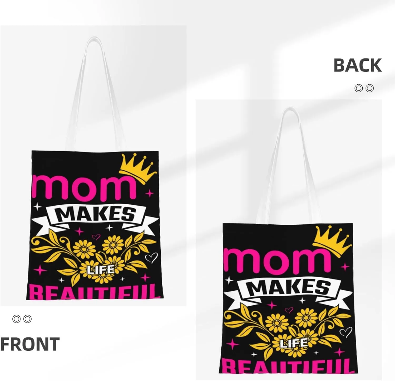 Mother Of A Princess Mother's Day Canvas Tote Bag for Women Reusable Grocery Shoulder Bags Shopping Handbags
