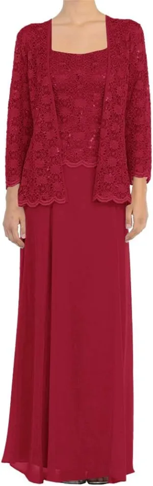 Mother of The Bride Dresses Long Evening Formal Dresses Lace Jacket for Wedding Guest Groom Party