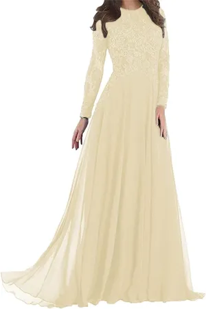 Mother of The Bride Dresses Long Evening Formal Gowns Long Sleeve Lace Applique Beaded for Women