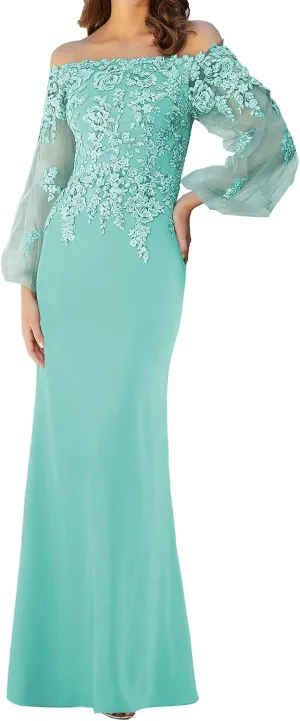 Mother of The Bride Dresses with Sleeves Formal Evening Gowns Lace Appliques Long Wedding Party Prom Dress