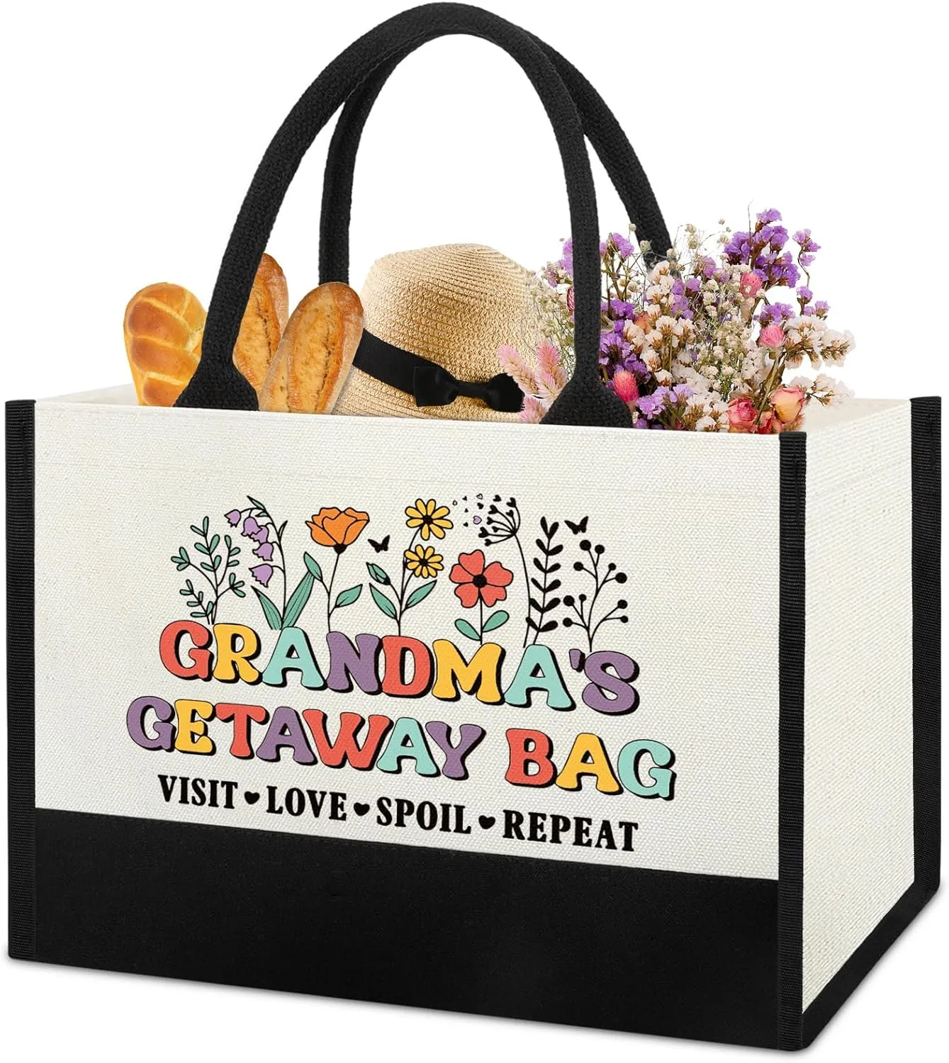 Mothers Day Grandma Gifts for Birthday Christmas, Gifts for New First Time Grandma Gigi Nana from Grandkids Granddaughter Grandson, Grandma Shopping Tote Bag