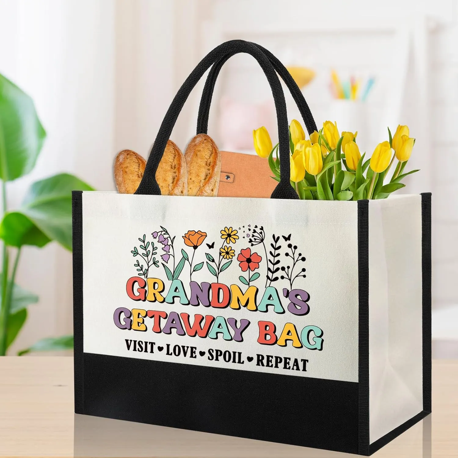Mothers Day Grandma Gifts for Birthday Christmas, Gifts for New First Time Grandma Gigi Nana from Grandkids Granddaughter Grandson, Grandma Shopping Tote Bag