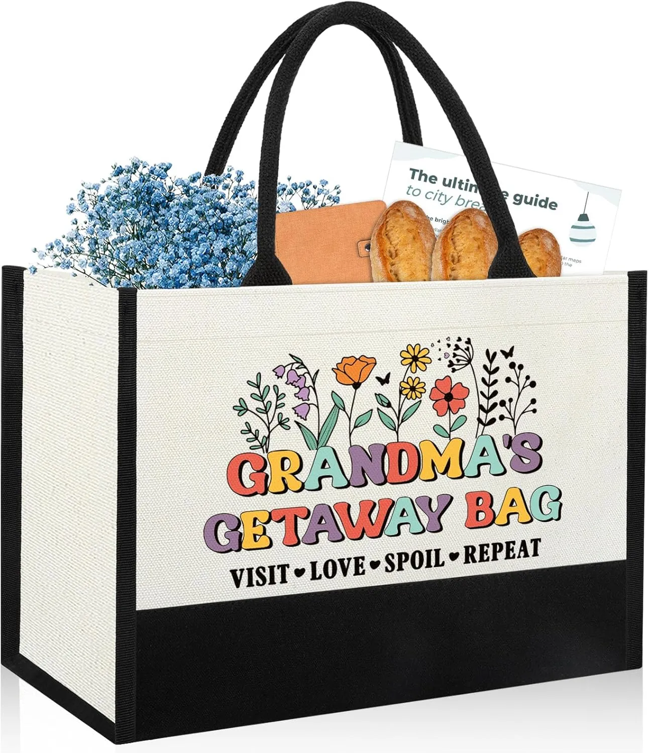 Mothers Day Grandma Gifts for Birthday Christmas, Gifts for New First Time Grandma Gigi Nana from Grandkids Granddaughter Grandson, Grandma Shopping Tote Bag