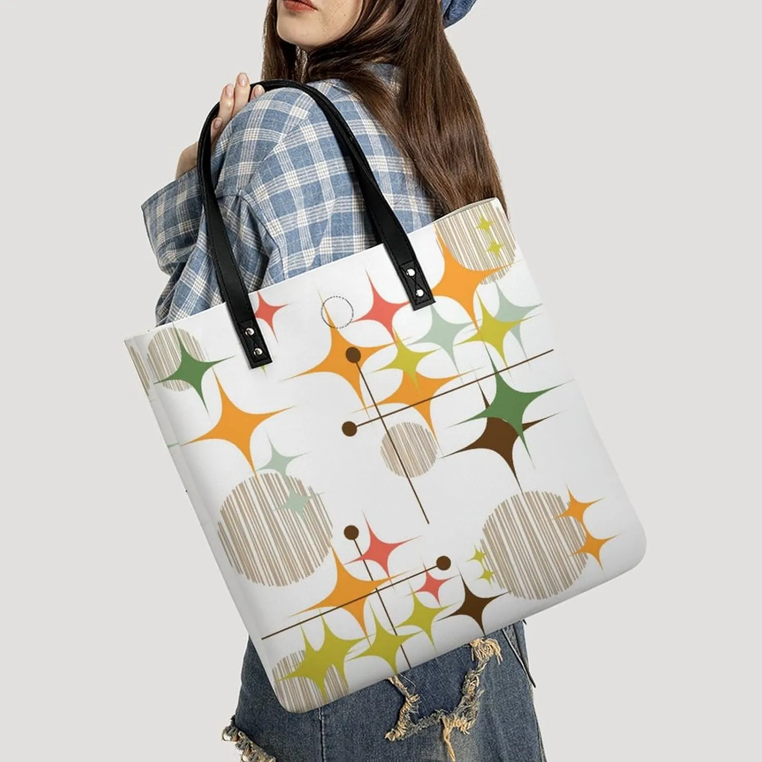 Mud Print Style Large Capacity Leather Handbag