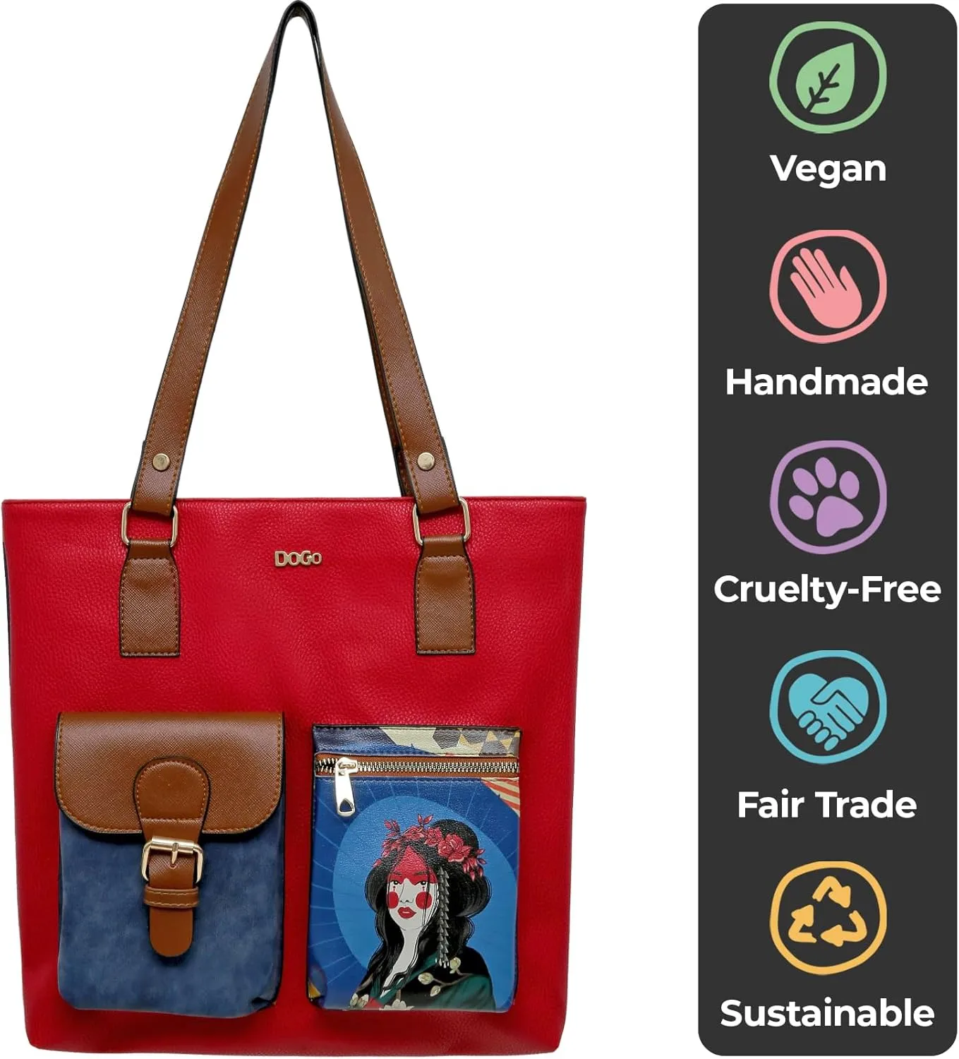 Multi Pocket Shoulder Bags for Women - Vegan Leather and Unique Design Handmade Womens Bags