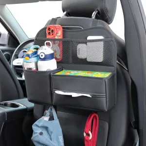 Multifunctional Car Back seat Storage Organizer with Large Capacity HeadRest Tissue Holder & Water Bottle Holder & Hooks & Phone Pocket, Kleenex Holder & Cup Holder for Car Seat Back. Black