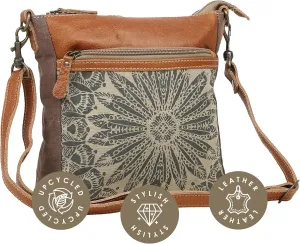 Myra Bag Dizzy Circle Upcycled Canvas & Leather Small Crossbody Bag