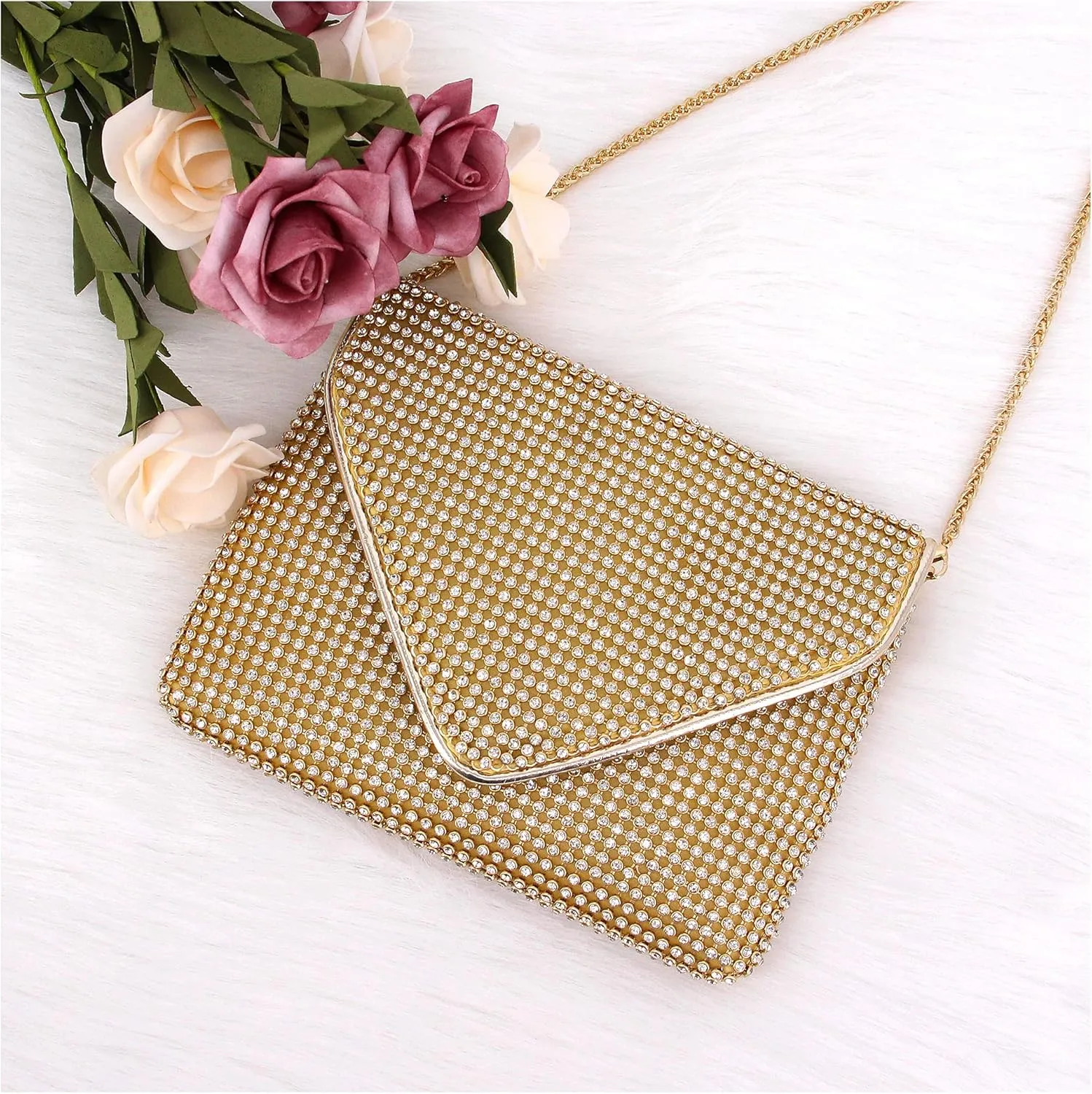 Naimo Bling Crystal Rhinestone Crossbody Bag Diamond Evening Clutch Envelope Handbag Cell Phone Purse for Party Prom
