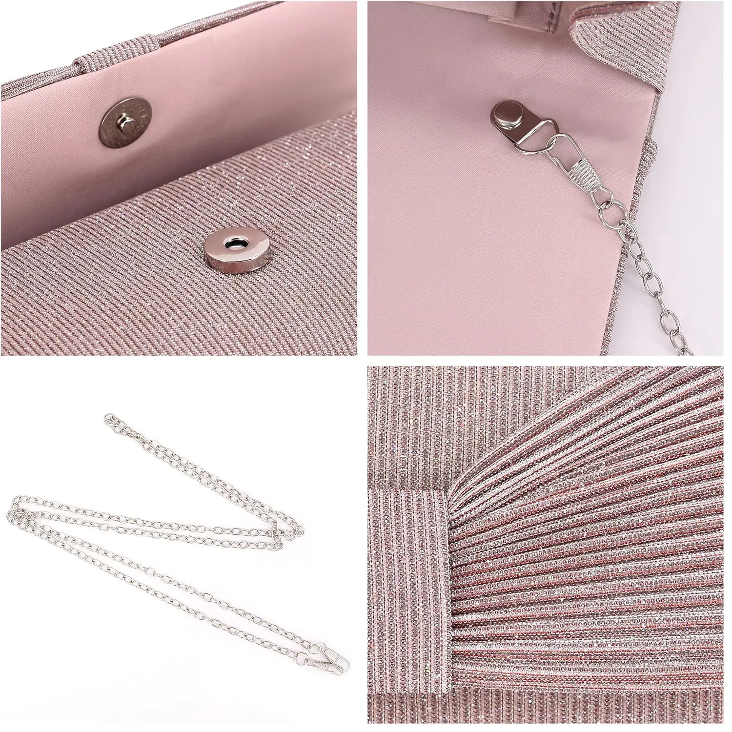 Naimo Flap Dazzling Small Clutch Bag Evening Bag With Detachable Chain