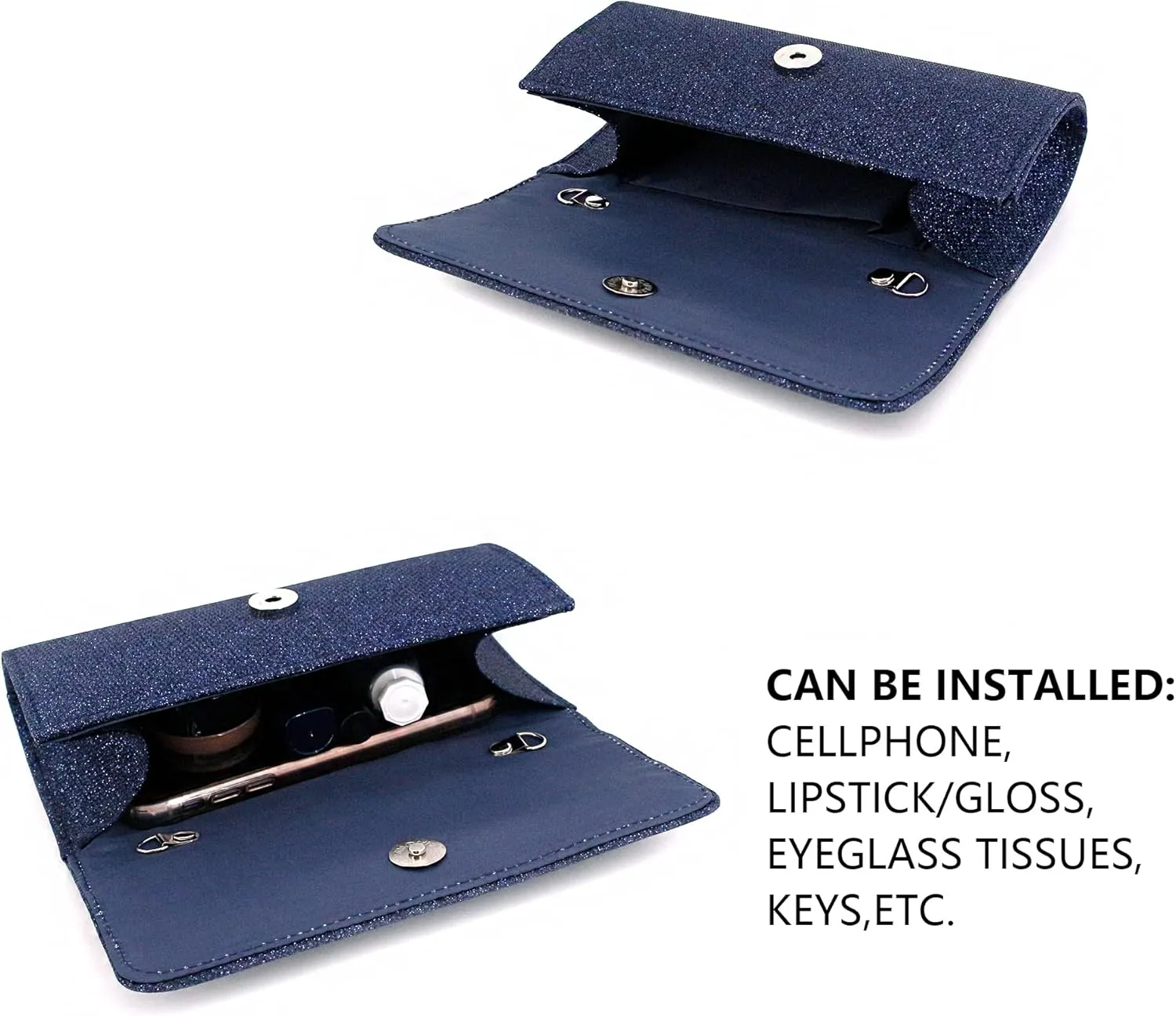 Naimo Flap Dazzling Small Clutch Bag Evening Bag With Detachable Chain