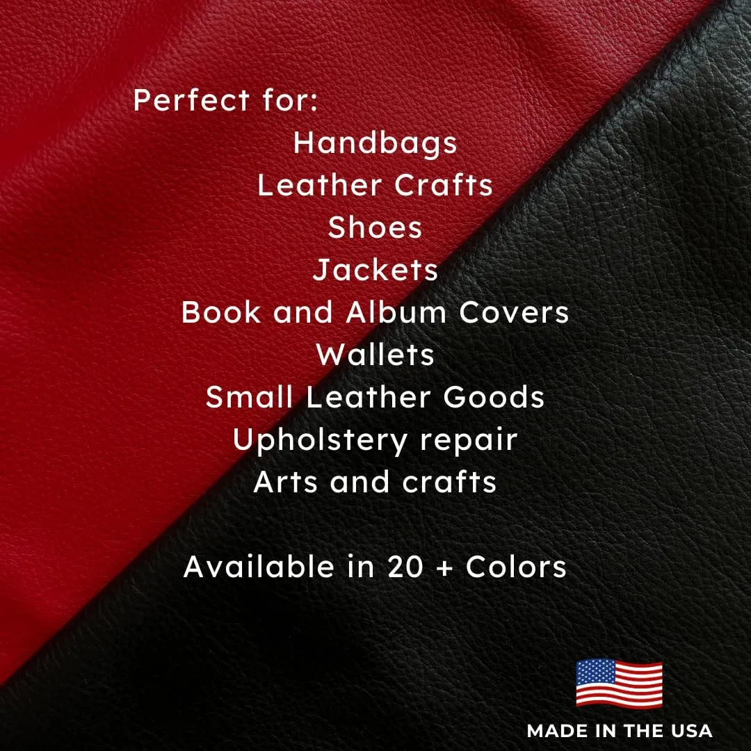 Natural Grain Cowhide Leather Skins (Black, 10 Square Feet)