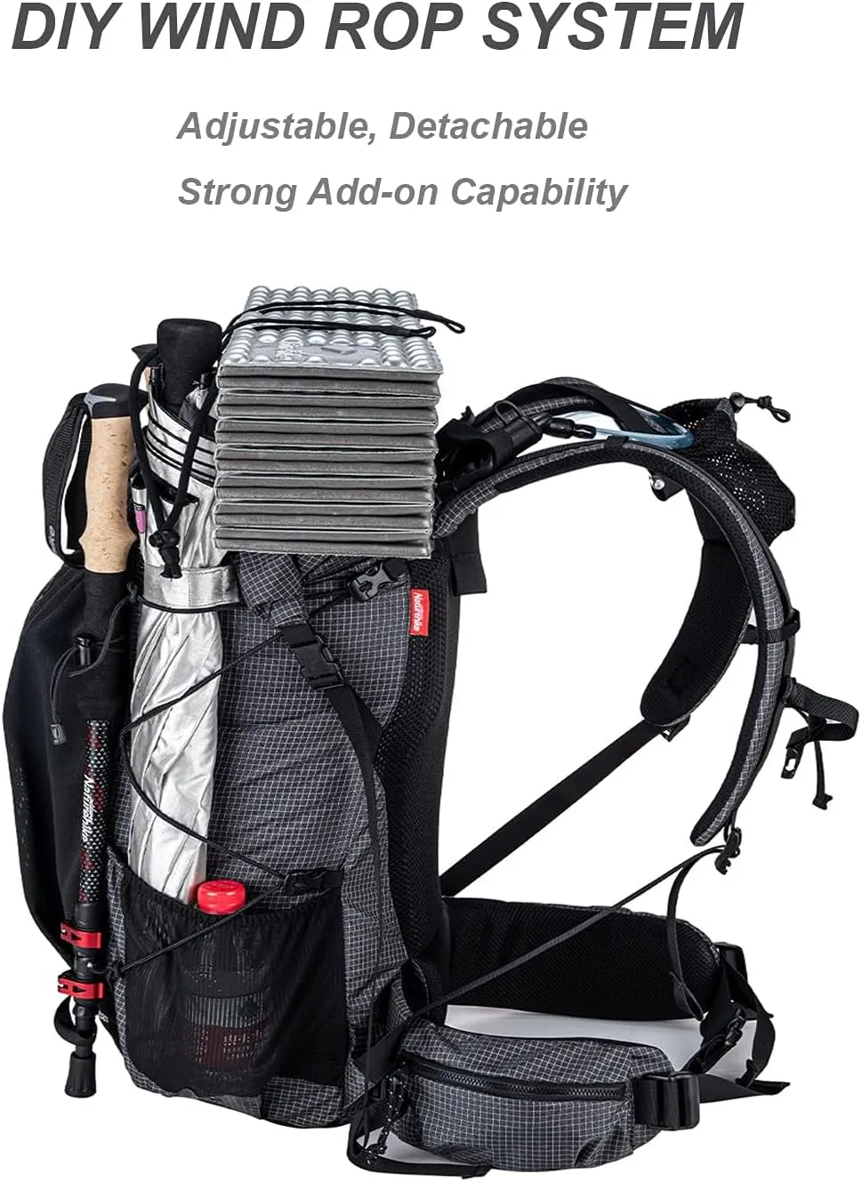 Naturehike Hiking Camping Backpack 45L/65L Lightweight Internal Frame with Rain Cover for Backpacking Outdoor Sports ((60 5) L Black, (60 5) L)