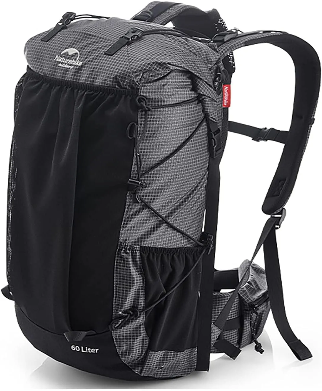 Naturehike Hiking Camping Backpack 45L/65L Lightweight Internal Frame with Rain Cover for Backpacking Outdoor Sports ((60 5) L Black, (60 5) L)