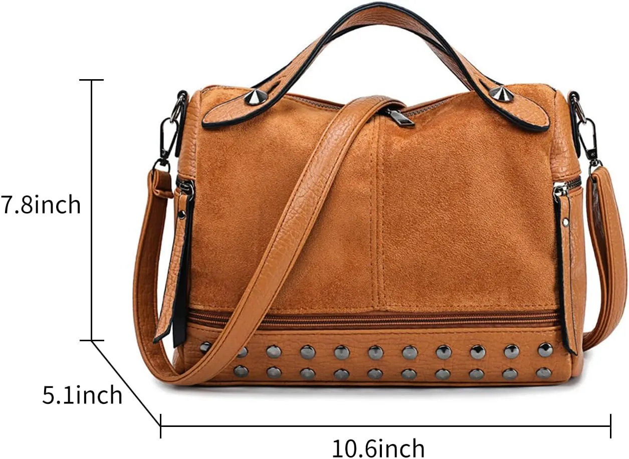 NOTAG Women Handbags Fashion Designer Shoulder Bag PU Leather Crossbody Bag Rivet Top Handle Purses