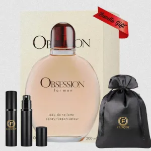 Obsession Cologne For Men Eau De Toilette Spray 6.7 oz Bundle with .5 Oz Travel size Perfume and Velvet Travel Bag